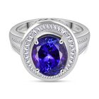 AAAA Tansanit, Weißer Diamant Ring 950 Platin (Größe 17.00) ca. 5,59 ct
