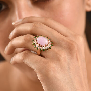 EverTrue Kunzit, Chromdiopsid und Zirkon Ring - 7,92 ct.