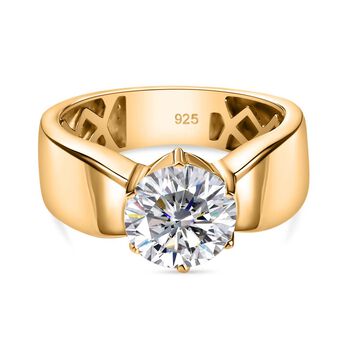 Moissanit Ring, 925 Silber Gelbgold Vermeil, (Gr&ouml;&szlig;e 17.00) ca. 1.74 ct