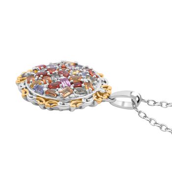 Mehrfarbiger Saphir und Zirkon Anh&auml;nger mit 50cm Kette - 3,63 ct.