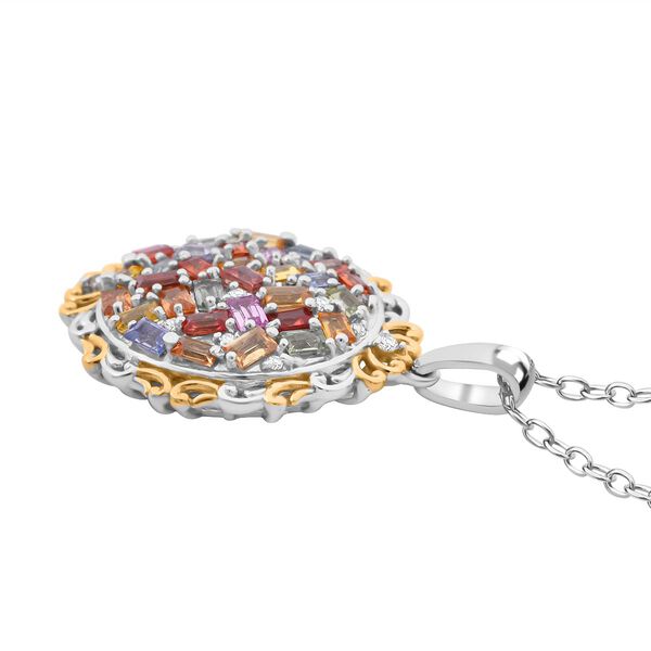 Mehrfarbiger Saphir und Zirkon Anhänger mit 50cm Kette - 3,63 ct. image number 3