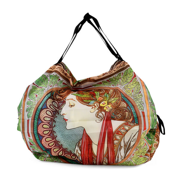 Faltbare Einkaufstasche mit Rei&szlig;verschlussfach 50 x 70 cm Hellgr&uuml;n M&auml;dchenmotiv