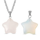Opalit und Rosenquarz-Anhänger mit Kette, 50 cm, Edelstahl ca. 33,50 ct