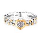 Moissanit Ring 925 Silber platiniert und vergoldet (Größe 20.00) ca. 0,49 ct