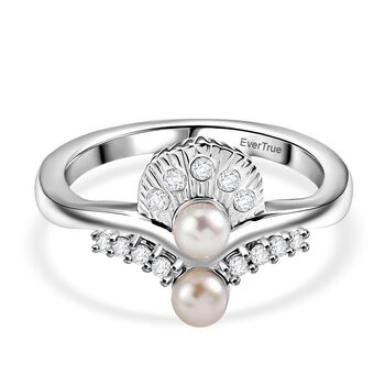 EVER TRUE S&uuml;&szlig;wasser Perle (4 mm), Wei&szlig;er Zirkon Ring Nickelfreies Messing (Gr&ouml;&szlig;e 21.00)