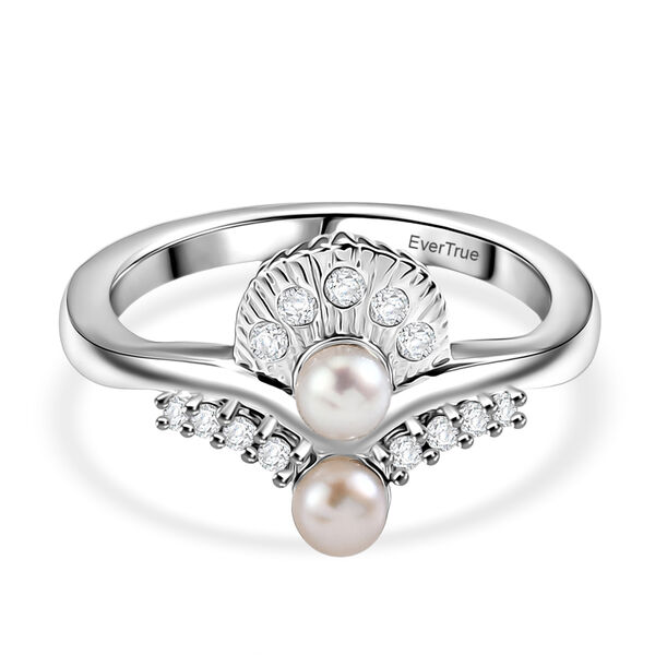 EVER TRUE S&uuml;&szlig;wasser Perle (4 mm), Wei&szlig;er Zirkon Ring Nickelfreies Messing (Gr&ouml;&szlig;e 17.00)