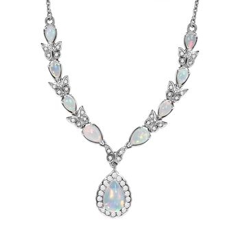 AA Nat&uuml;rliche, &auml;thiopische Welo Opal Halskette, ca. 45 cm, 925 Silber platiniert ca. 2.60 ct