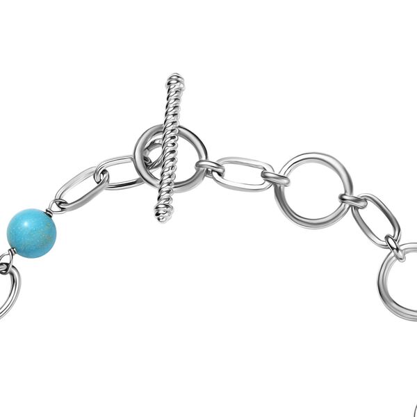 Blaues Türkis Armband, ca. 16.5 cm, platiniert, ca. 36.67 ct image number 4