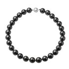 Schwarze Muschelkernperlen-Halskette, ca. 50 cm, 925 Silber rhodiniert
