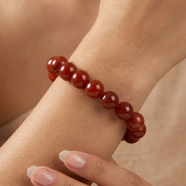 Flexibles rotes Jade Armband - 300 ct. image number 2
