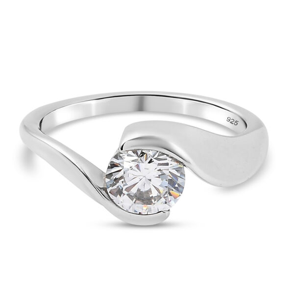 LUSTRO STELLA - feinster Zirkonia Bypass-Ring, 925 Silber platiniert