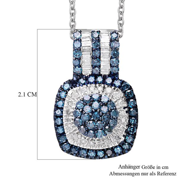 Blauer und weißer Diamant-Anhänger mit 50cm Kette - 1 ct. image number 5