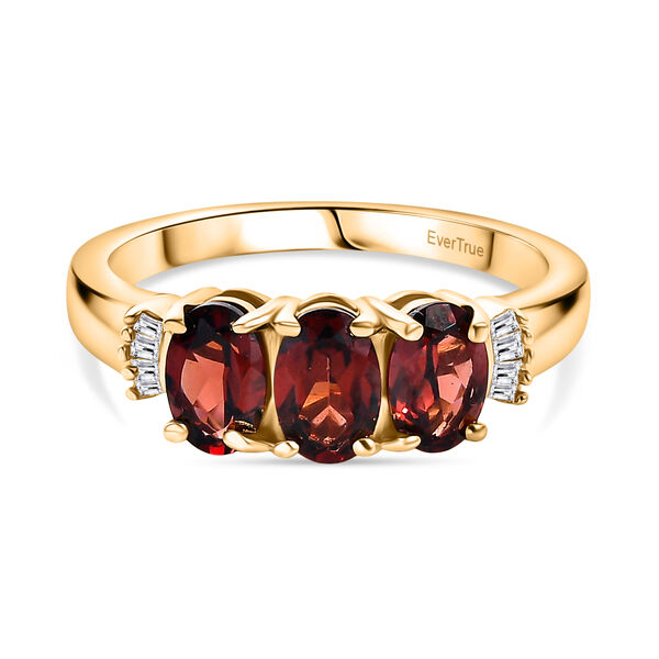 EVER TRUE Mosambik Granat, Wei&szlig;er Diamant Ring Nickelfreies Messing (Gr&ouml;&szlig;e 17.00) ca. 1,77 ct