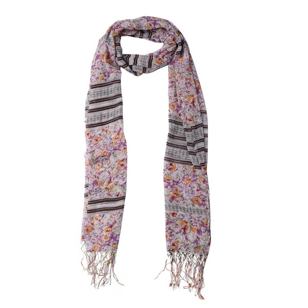 Bedruckter Schal mit Quasten, Violett image number 3