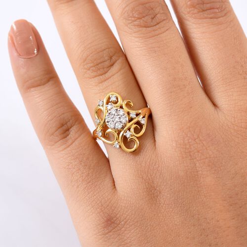 LUXURIANT DIAMOND - Lab Grown Diamant SI Ring 925 Silber 750 Gelbgold Vermeil (Größe 17.00) ca. 0.50 ct image number 2