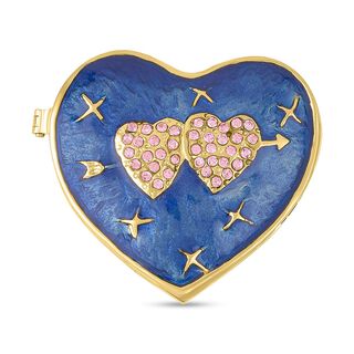 Herz Tablettend&ouml;schen mit Kristallen, emailliert, 7,5x2 cm, Herz