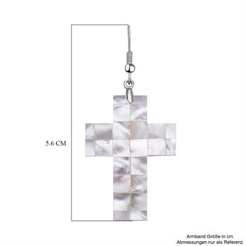 Wei&szlig;e Muschelkernperlen Kreuz Ohrringe, Edelstahl