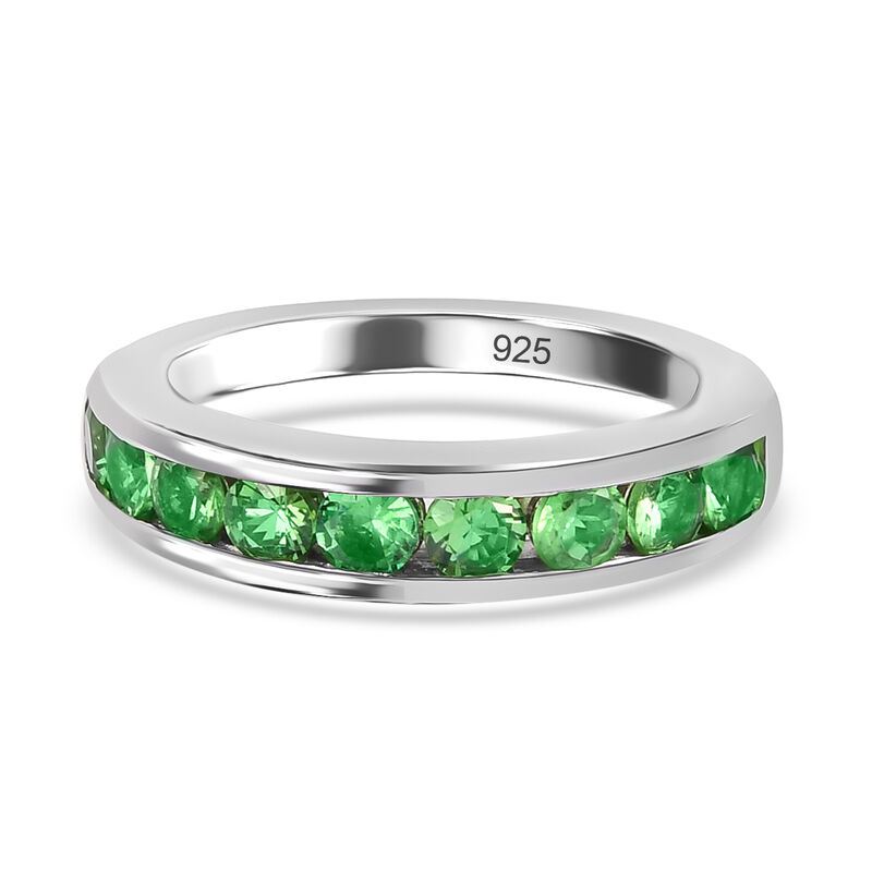 Tsavorite Granat Half Eternity Band Ring 925 Silber Platin-Überzug image number 0