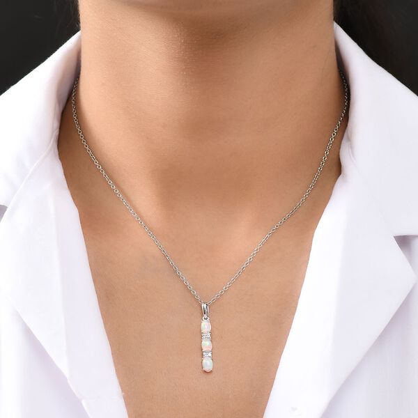 D'Joy AA nat&uuml;rlicher, &auml;thiopischer Welo Opal und Zirkon Anh&auml;nger mit 50cm Kette - 1 ct. image number 3