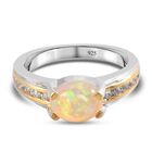 Natürlicher Äthiopischer Opal und Zirkon Ring 925 Silber zweifarbige Überzug image number 0