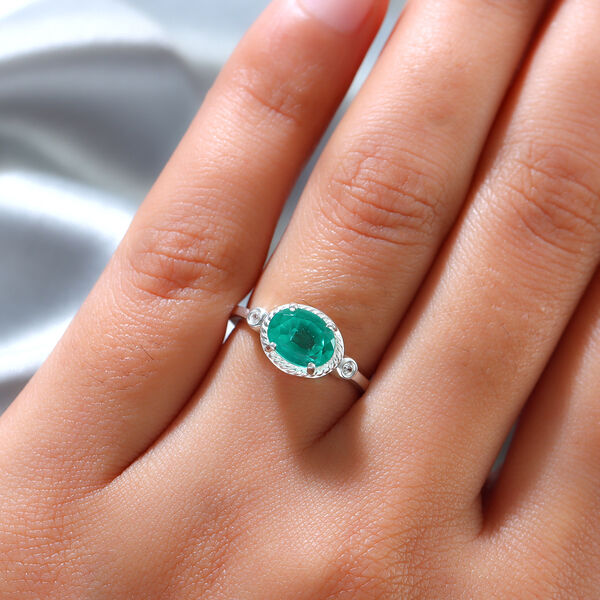 Smaragd-Triplett-Quarz und Zirkon-Ring, 925 Silber  ca. 1,72 ct image number 3