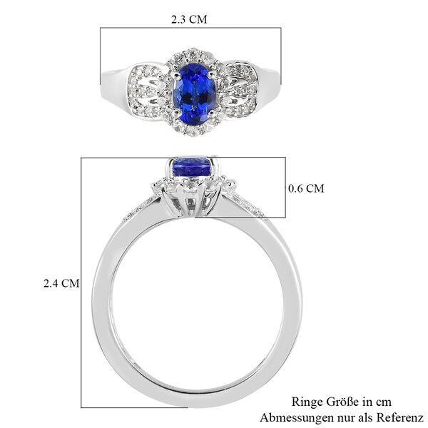 AAA Tansanit und Zirkon-Ring, 925 Silber platiniert  ca. 1,08 ct image number 7