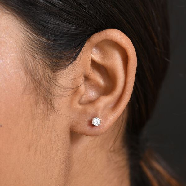 Moissanit Ohrringe 925 Silber 750 Roségold Vermeil ca. 0.43 ct image number 2