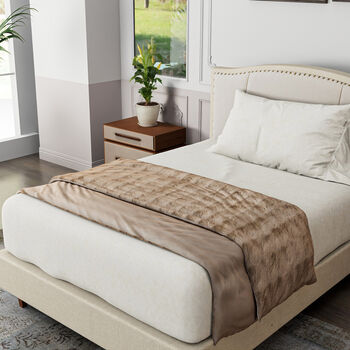 Serenity Night: Superweiche doppellagige Decke, luxuri&ouml;ses Kunstfell mit Mikropl&uuml;schfutter, 750gsm, 150x200 cm, Hellbraun