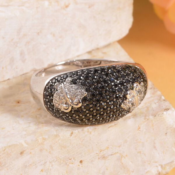 Schwarzer Spinell und Zirkon-Ring - 1,03 ct. image number 2