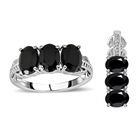 Schwarzer Spinell Schmuckset Edelstahl ca. 5.84 ct