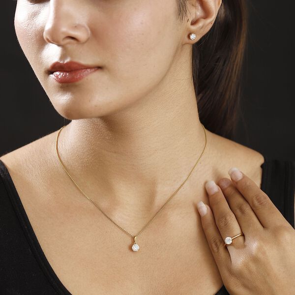 Moissanit Schmuckset, 925 Silber 750 Gelbgold Vermeil - 2,48 ct. image number 2