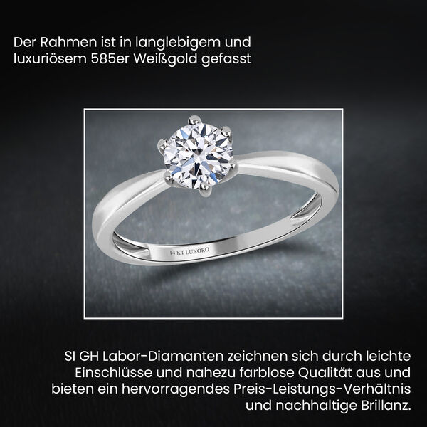 LUXORO SI-GH Labor Diamant Ring in 585 Wei&szlig;gold - 1 ct. image number 2