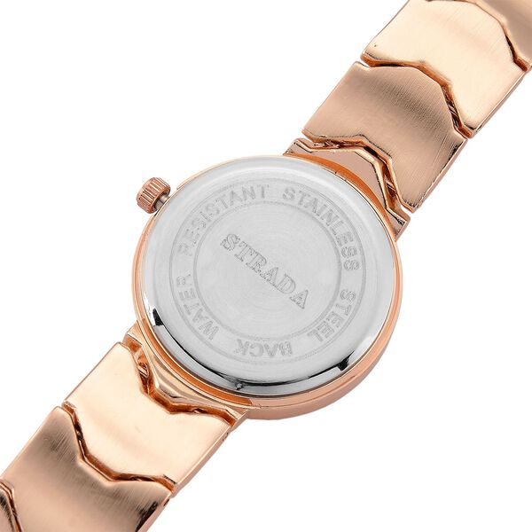 STRADA - Japanisches Uhrwerk, Wei&szlig; Zifferblatt mit Ros&eacute;goldplattiertem Alloy Armband, 20 cm image number 8