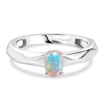 D'Joy nat&uuml;rlicher, &auml;thiopischer Welo Opal Ring, 925 Silber rhodiniert - 0,30 ct.