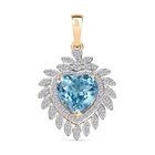 AAA Ratnakiri Blauer Zirkon, Weißer Diamant Anhänger 585 Gold ca. 3.10 ct