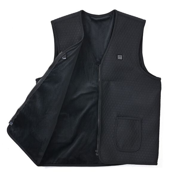 Beheizbare Weste mit Plüschfutter, 5 Heizbereiche, 5000 mAh Powerbank, Größe S/M, Schwarz image number 2