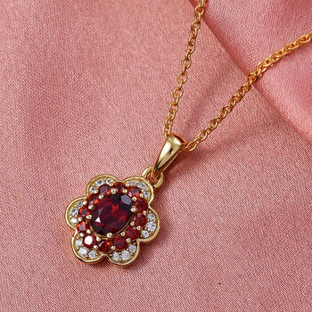 EverTrue Mosambik Granat und Zirkon Ring und Anh&auml;nger mit 50cm Kette