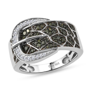 D'Joy Gr&uuml;ner Diamant Ring 925 Silber Rhodiniert (Gr&ouml;&szlig;e 18.00)