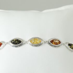 Natürlicher Baltischer Bernstein Armband ca. 18 cm + 2.5 cm Extender, 925 Silber