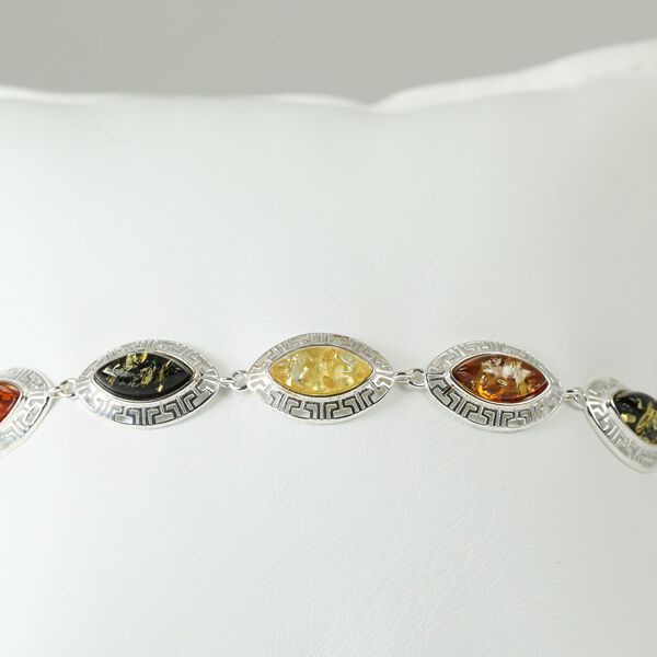 Nat&uuml;rlicher Baltischer Bernstein Armband ca. 18 cm + 2.5 cm Extender, 925 Silber