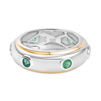 Gemfields AA Kagem Sambischer Smaragd Ring 925 Silber Rhodiniert und 750 Gelbgold Vermeil (Gr&ouml;&szlig;e 20.00) ca. 0.73 ct