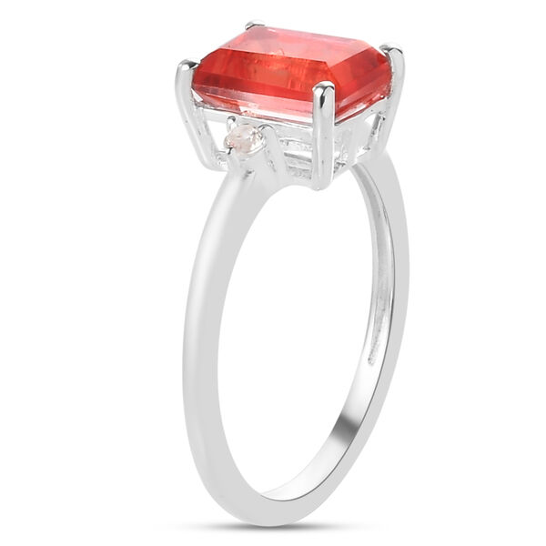 Padparadscha Triplett Quarz und Zirkon-Ring, 925 Silber  ca. 1,78 ct image number 5