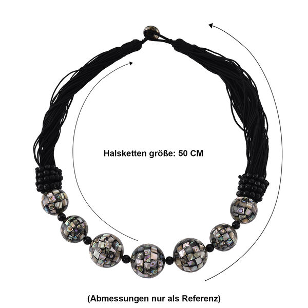 Schwarzer Achat, Abalone Muschel Halskette 50 cm ca. 18.01 ct image number 5