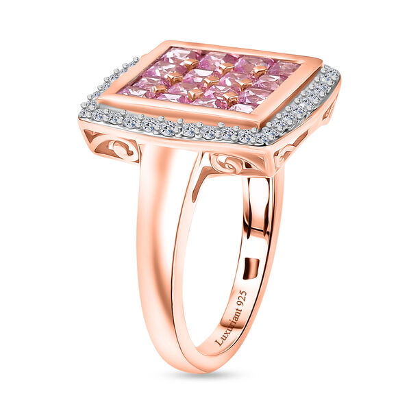 AA Lab Grown Rosa Saphir, Wei&szlig;er Zirkon Ring 925 Silber 750 Ros&eacute;gold Vermeil (Gr&ouml;&szlig;e 21.00) ca. 2.52 ct image number 5