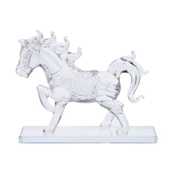 Dekorative Kristallglas-Pferdefigur auf quadratischem Ständer, Transparent image number 8