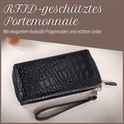 RFID-geschützte Brieftasche aus 100% echtem Leder mit Kroko-Prägung und abnehmbarem Trageschlaufe, schwarz image number 1
