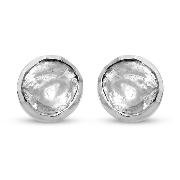 Handgefertigte Polki Solit&auml;r-Diamant-Ohrstecker in Silber, 0,25 ct.