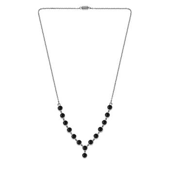 Schwarzer Spinell Halskette ca. 45 cm Edelstahl ca. 5,74 ct.