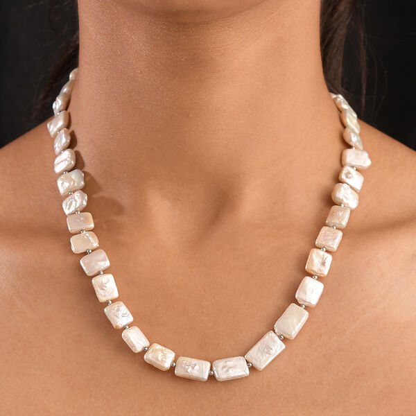 Weiße Süßwasser Perle Halskette ca. 45 cm 925 Silber rhodiniert image number 3