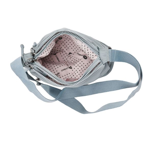 Nylon Crossbody Tasche mit Reißverschlussfächern, verstellbarem Schulterriemen, Blau image number 5